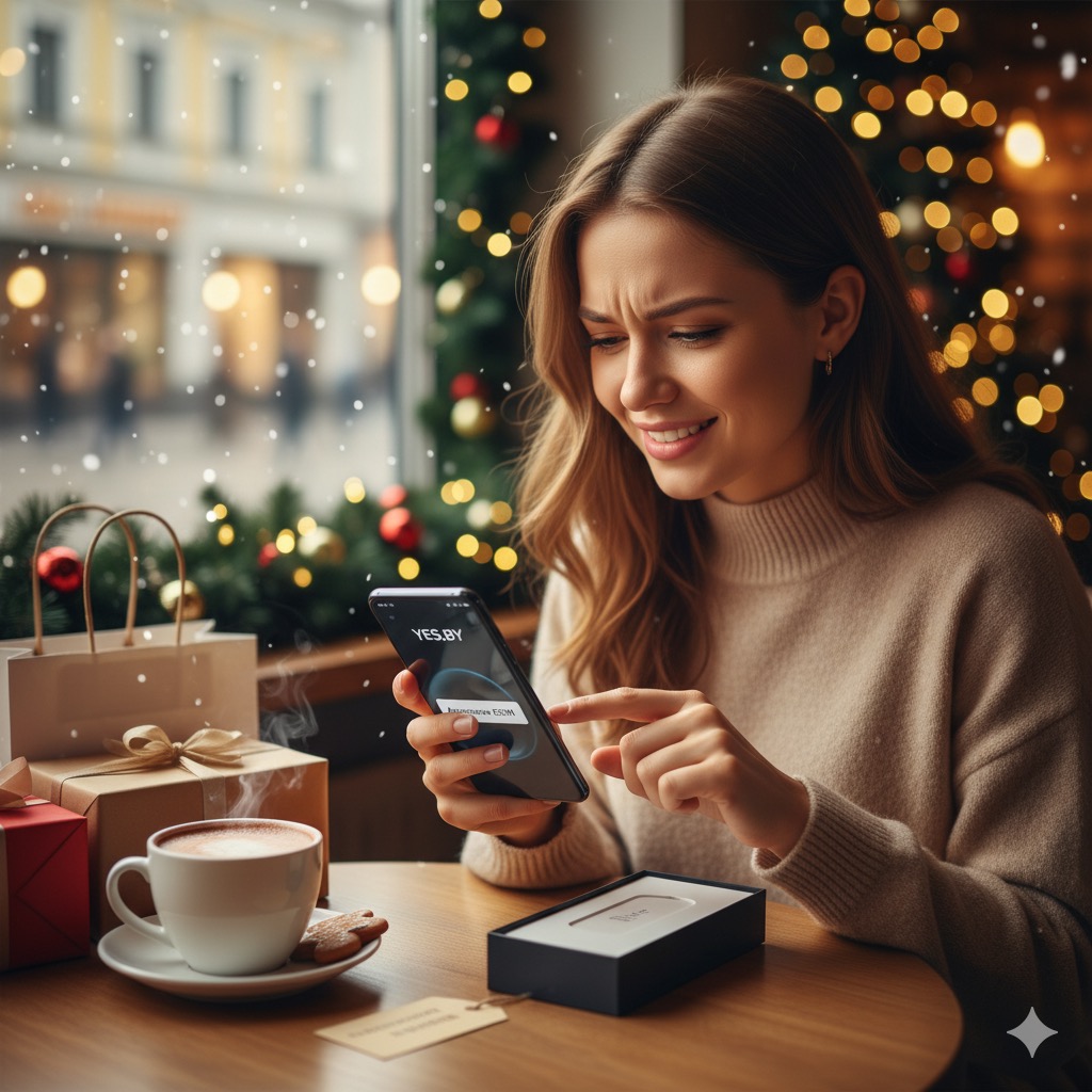 Телефон с подсвеченным словом YES